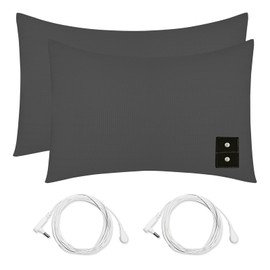 2PCS Grounding Pillowcase with Grounding Cord, King Conductive Grounding Pillow Cases for Better Sleep Improve Energy, Gery, 20x36 inch