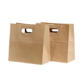 Urier 25 Pieces Brown Lunch Paper Bags,11X6X11 Brown Paper Bags,Brown Gift Bags with Handles,Yard Bags Brown Paper Bulk,Kraft Paper Bag for Food, Retail Takeout Bakery Bags