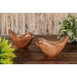 NIRMAN Juego de estatuas de pjaros de madera de acacia, decoracin del hogar, escultura de pjaro para sala de estar, bao, oficina, estilo moderno,...  