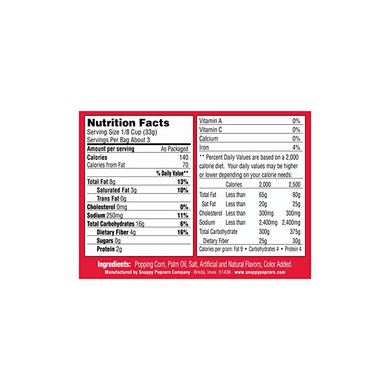 Snappy Butter Microwave Popcorn, 3.5 oz, 48 Pack