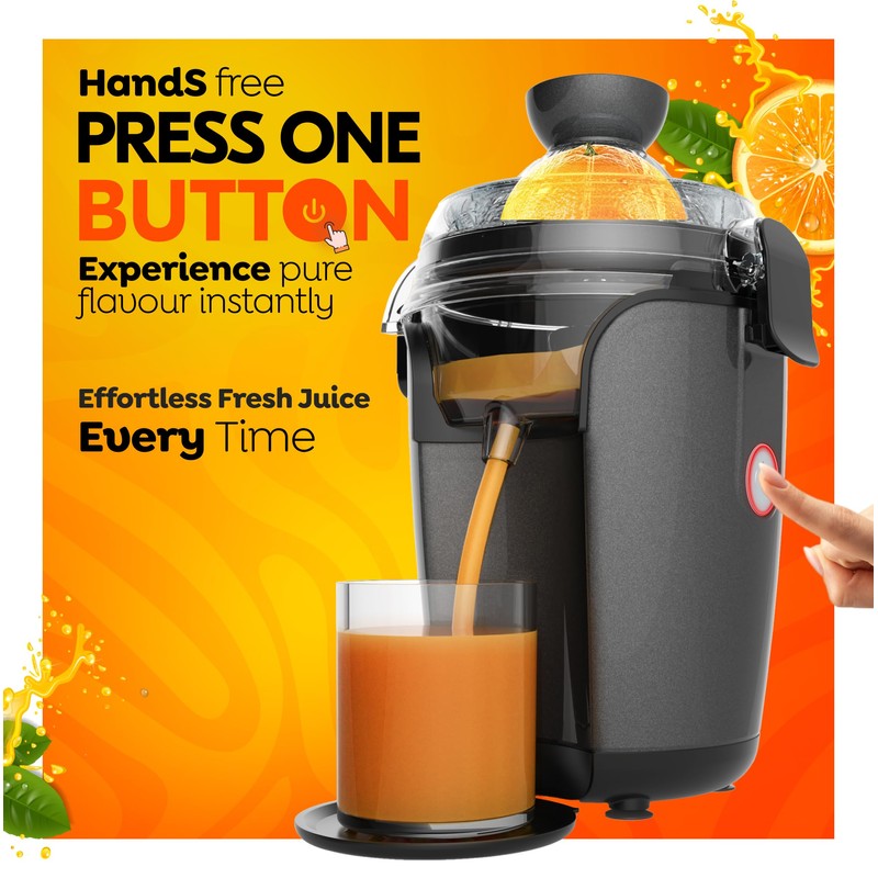 Eurolux Hands-Free Electric Citrus Juicer Machine, Orange Lime Grapefruit Lemon