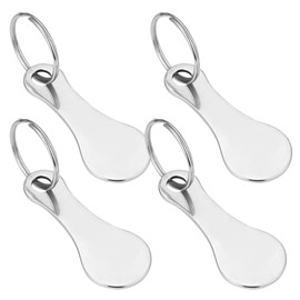 EIYVPRA Pack of 4 Shopping Trolley Release Metal Stainless Steel Shopping Trolley Key Ring Removable Shopping Trolley Token as Key Ring Metal Shopping Trolley Key Ring, silver
