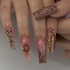 Shimmerz 24 Pieces Long Coffin Style Nails with 3D Flowers