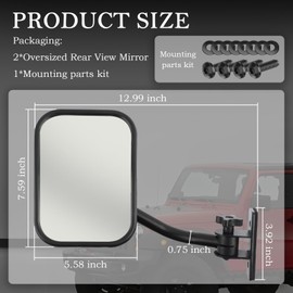 Compatible with Jeep Mirrors Doors Off - 2PCS Car Side Mirror with Adjustable Design for Wider Vision - Car Accessories Car Side View Mirror Compatible with Jeep Wrangler TJ JKU JK