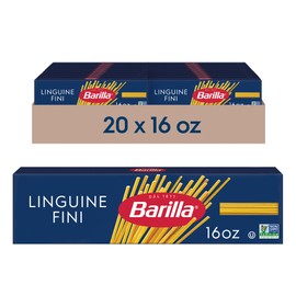 Barilla Linguine Fini Pasta, 16 oz. Box (Pack of 20) - Non-GMO, Made with Durum Wheat Semolina - Kosher Certified