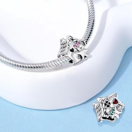 PHCLASY Christmas Heart Charms Compatible with Bracelet and Necklace, 925 Sterling Silver Bead Charm, Christmas Charms for Women, Cubic Zirconia, Cubic Zirconia