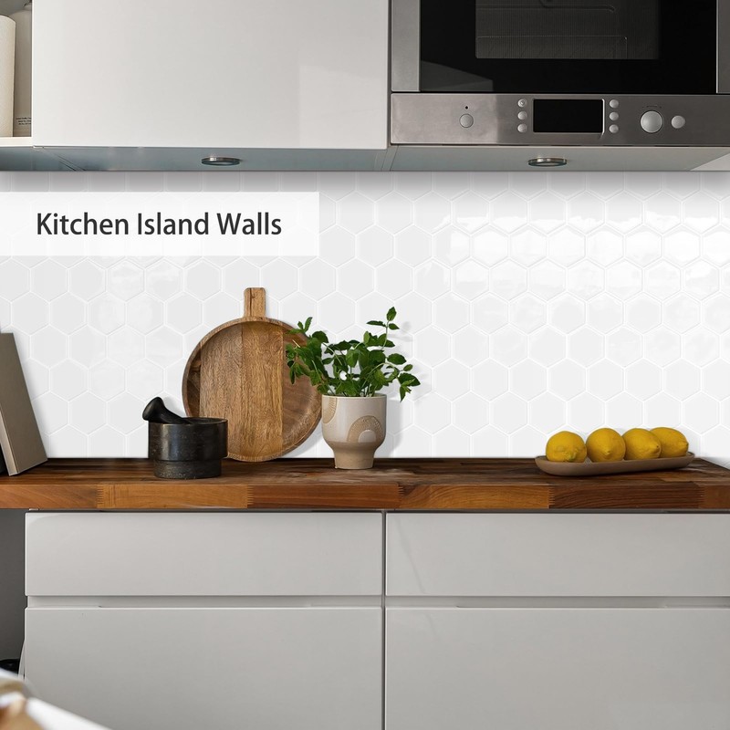 10-Sheet Hexagon Peel and Stick Kitchen Backsplash Tiles,Honeycomb Waterproof Self-Adhesive