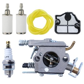 Mtanlo Carburetor Tune Up Kit for Husqvarna 36 41 136 137 141 142 Chainsaw Replaces Walbro WT-834 WT-657 WT-529 WT-289 WT-285 WT-239 WT-202 Air Fuel Filter Line Spark Plug Maintenance Parts