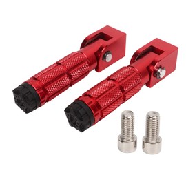 2 Pieces Passenger Foot Pegs for Motorcycles, Foldable Foot Pedal M8 Non-Slip Aluminium Alloy Footrest, Universal for Bicycles, ATV, UTV, Go-Kart (Red)