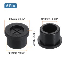 QUARKZMAN Pack of 5 Cable Grommets, 9/16 Inch (14 mm) Desk Feed-Through Flexible Rubber Sleeves, Wire Hole Cover for Office, Computer Desk, Cable Organiser, Black