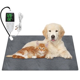 PRITOK Waterproof Pet Heating Pad with Adjustable Timer and Temperature 30-60℃: UK 230V Electric Thermal Warming Mat for Dogs Cats Puppies, Puppy Heat Pad with Durable Anti-Bite Tube(45x70cm)