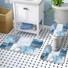 Lnond 4Pcs Bathroom Sets with Shower Curtain and Rugs, Blue
