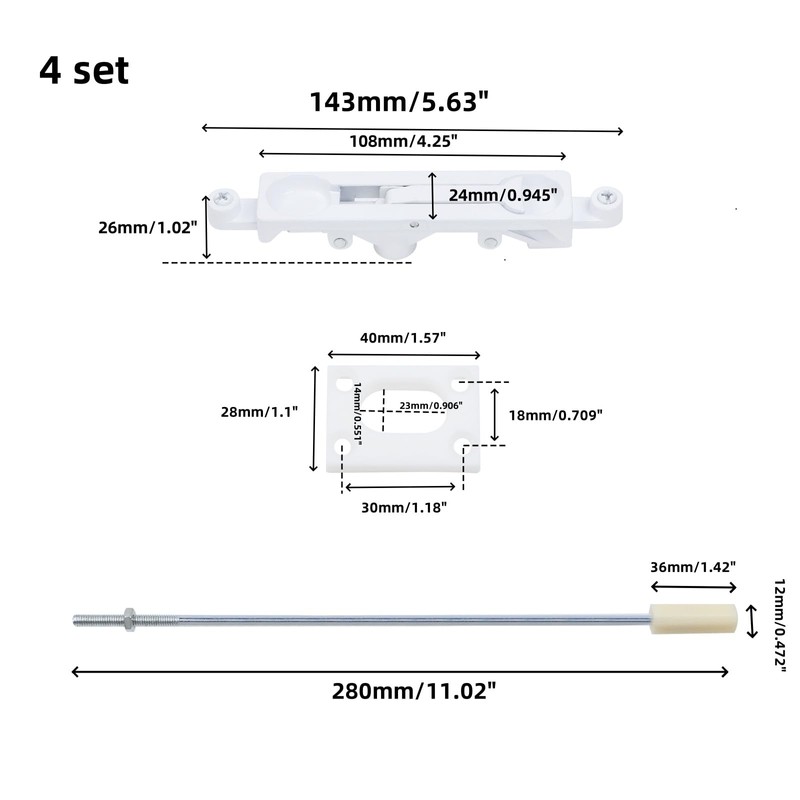 UTALIND 4Pcs Metal Lever Extension Flush Bolt, French Door Hardware