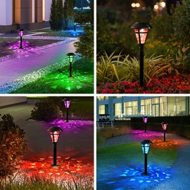 TWINSLUXES 12 Pack Solar Pathway Lights Outdoor,Color Changing Waterproof Garden Lights,LED Landscape Path Lighting Up to 12 Hrs Long Auto On/Off Dusk to Dawn for Sidewalk,Lawn, Patio, Yard…