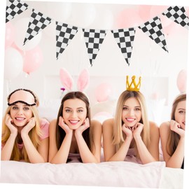 KONTONTY 2 Sets Black White Checkered Racing Flags Race Car Birthday Decorations Lightweight Pennant Banners for Indoor Outdoor for Festivals Celebrations Theme Parties