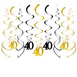 40th Birthday Hanging Swirl Decorations,Forty Year Old Foil Streamers Ceiling Hanging Whirls 40 Birthday Anniversary Party Decorations,Pack of 20