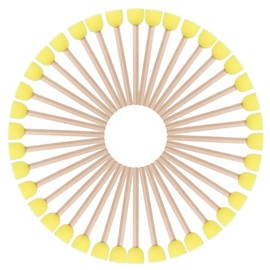 40 Pcs Yellow Round Sponges Brush Set Paint Sponge Brush Wooden Handle Foam Brush Sponge Painting Tools for Arts and Crafts Acrylic Painting (0.6 Inch)