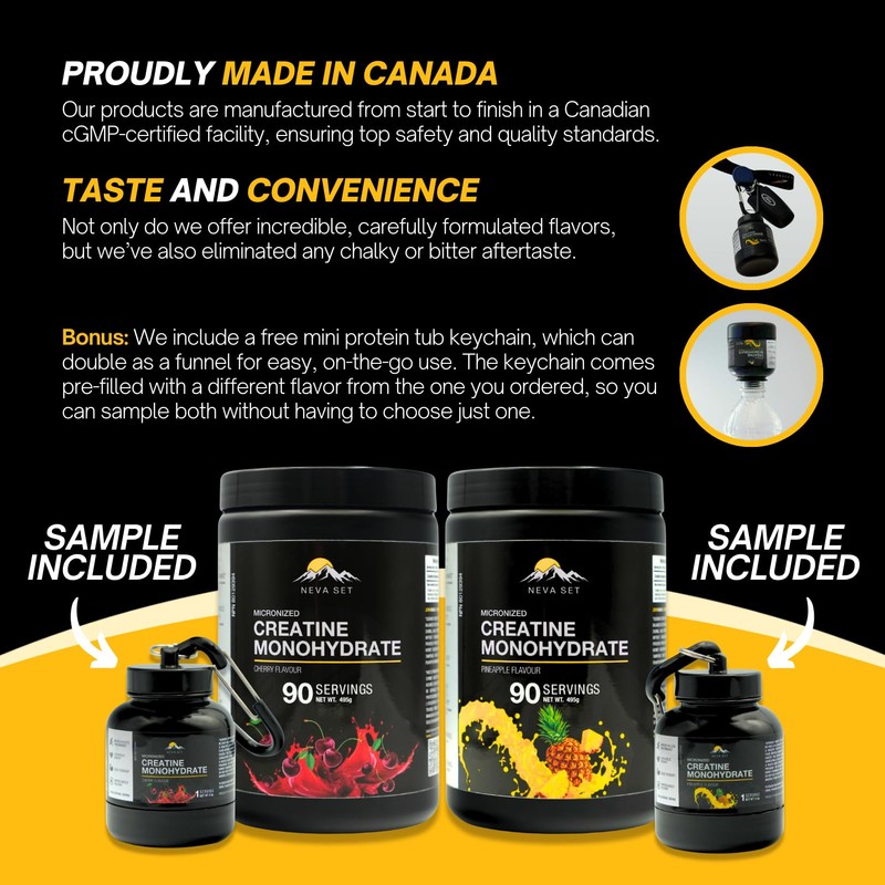NevaSet Creatine Monohydrate, 3-Month Supply of 5000mg Pineapple Flavor Neva