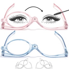 EYEGUARD 2 Pack Makeup Reading Glasses for Women Spring Hinge Make Up Glasses Magnifying Flip Down Cosmetic Readers 2.75