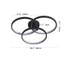 Ship in USA.20" Modern Black LED Ceiling Light, 3-Ring Flush