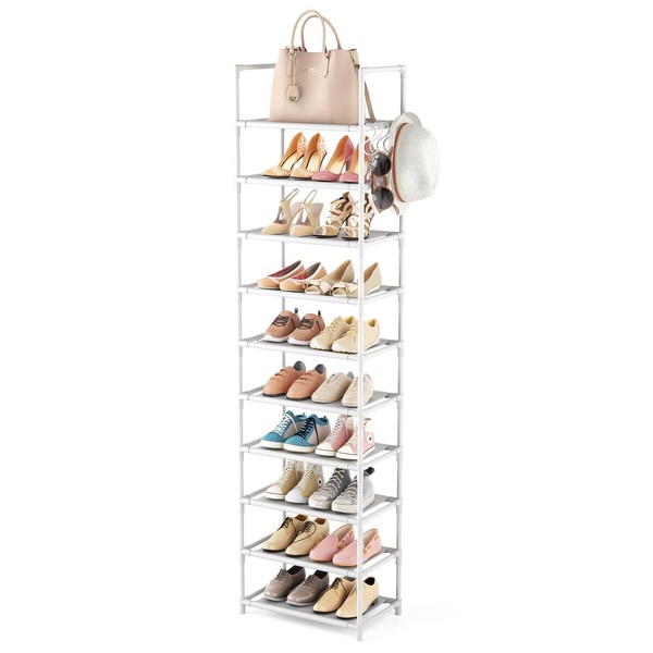 LANTEFUL 10 Tiers Tall Shoe Rack 20-25 Pairs Boots Organizer