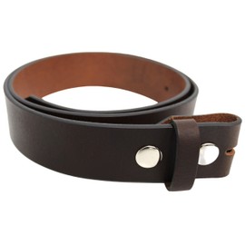 Genuine Leather Press Stud Belt Strap without Buckle. For Interchangeable Belt Buckles. Swap out Belt Buckles. Quality Full Grain Leather Belt Strap. (Brown, 40 inch)