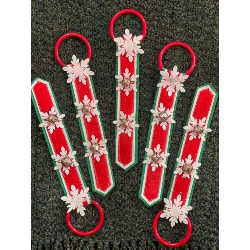 Christmas Decor Bell Doorknob Hanger Snowflake Red Green White 2