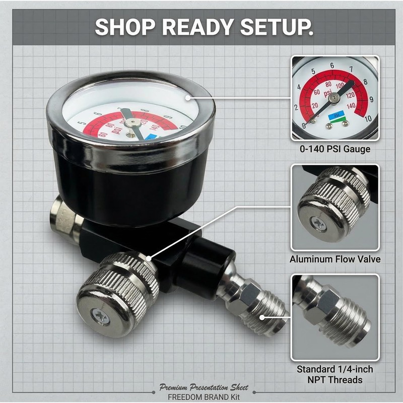 LE LEMATEC Air Pressure Regulator with Gauge - 1/4 NPT