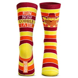 Run Now Gobble Later | Running Woven Mid Calf Socks by Gone For a Run | Thanksgiving Socks | Large