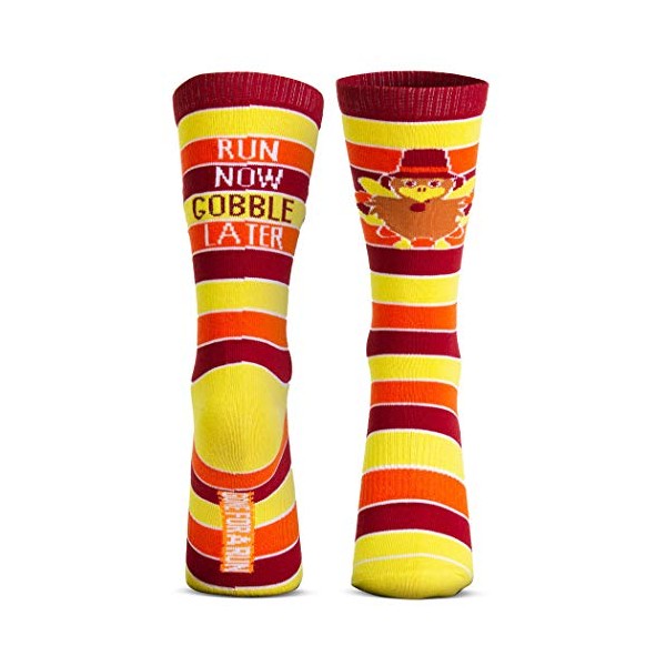 Run Now Gobble Later | Running Woven Mid Calf Socks by Gone For a Run | Thanksgiving Socks | Large