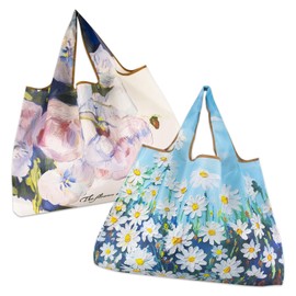 [Anytop] エコバッグ おしゃれショッピングバッグ 折りたたみ コンビニバッグ 防水素材 収納 軽量 コンパクト【52×40cm 大容量 2pcs】