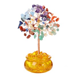 JSDDE 7 Chakra Feng Shui Tree, Healing Stones Gemstones Tree, Money Tree, Tree of Life Decoration, Crystal Tree, Lucky Charm, Spiritual Feng Shui Decoration (7 Chakra)
