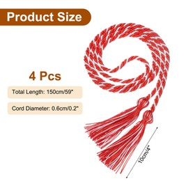 sourcing map 4 Pcs Graduation Cords, Graduation Tassel Honor Cords, 2025 Graduation Honor Cord with Tassel, Braided Cords for Graduation Bachelor Gown Sewing, Red+White