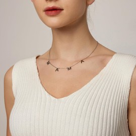 foyjoey White Gold Mama Necklace Mother's Day Letter Necklace for Women Dainty Pendant Necklace Minimalist Mothers Day Jewelry