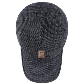 Men's Winter Warm Wool Woolen Tweed Peaked Baseball Cap Hat with Fold Earmuffs Warmer (Coffee)