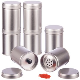 Rimoco large spice jars, stackable, with extra aroma lid incl. labels and sifter inserts, height: each approx. 9.0 cm, diameter: each approx. 6.4 cm, jar material: tinplate, BPA-free and food-safe