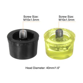 HARFINGTON 2set Hammer Replacement Heads 40mm/1.6" Dia Double Faced Plastic & Polyurethane Mallet Accessories for Leather Crafts Wood Flooring Installation, Black Yellow