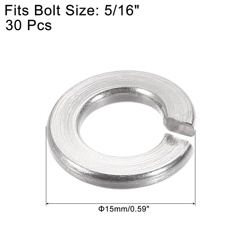 sourcing map Split Lock Washer, 5/16-Inch 304 Stainless Steel Spring