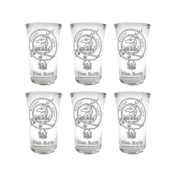 Keith Scottish Family Clan Crest Shot Glass, Set of 6
