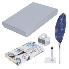 Quill Pen Gift Box Feather Dip Fountain Pen Vintage Art Calligraphy Writing Drawing ToolsSP152033 Navy Golden Firework