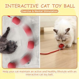 Cat's Toy, Interactive Cat & Dog Toys for Indoor, 2025 New Agility Move Cat Balls, Automatic Cat/Kitten Toys for Bored Indoor Adult Cats, Motion Activated Cat Balls, Cat's Favorite Gift (Red)