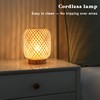 LUSHARBOR Rattan Lamp, Cordless Boho Lamp Battery Operated, Table Lamp