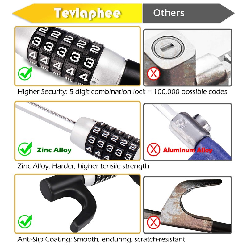 Tevlaphee Steering Wheel Lock, Car Lock Anti Theft Keyless Extendable