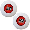 Set of 2 Red Racing Checkered Flag Ceramic Cabinet Drawer