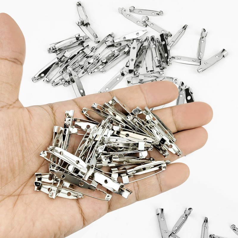 50 Pcs Silver Bar Pins, Safety Pins - Secure Back