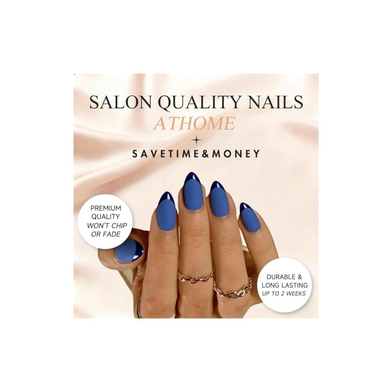 Uñas postizas de gel suave con punta francesa, cortas, almendradas,