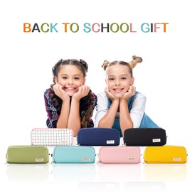 TOYESS Large Capacity Pencil Case for Girls and Boys, Pencil Case with 3 Compartments for Women, Aesthetic Pencil Bag for Kids and Students, Green