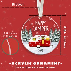Camping Christmas Ornaments 2024 - Camper Christmas Ornament, Camper Ornament Xmas 2024 - Camping Ornaments for Christmas Tree - Gifts for Campers, Gifts for Camping Lovers - Acrylic Ornament 2024