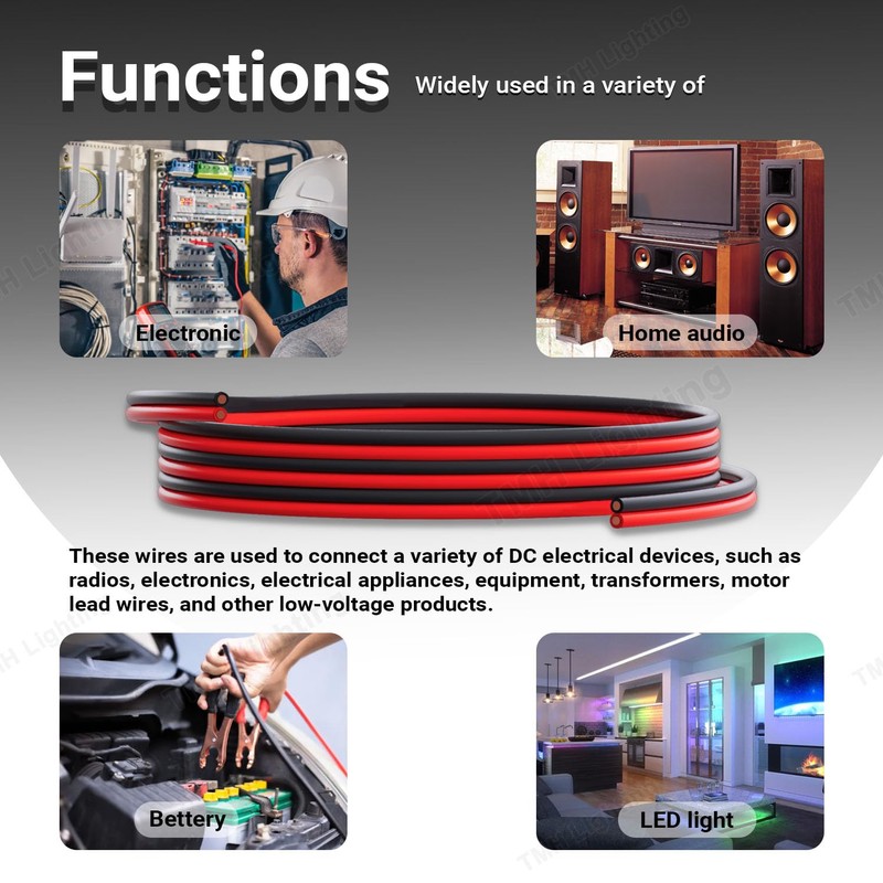 TMH 16 AWG 2pin 2 Color Red Black Cable 20