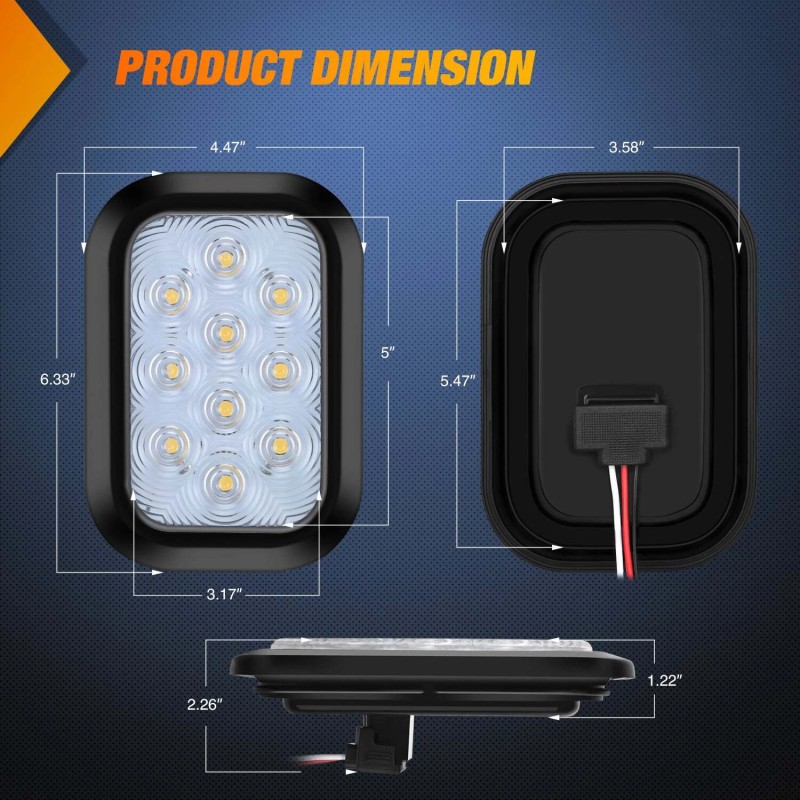 Nilight 2 Pcs 5 X 3 Inch 10 Led White